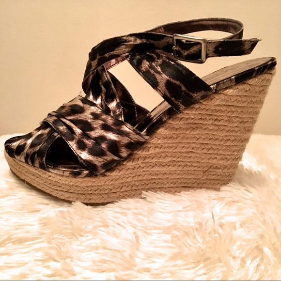 Carlos Santana Shoes - Carlos Santana Animal Print Espadrille Wedges 8M